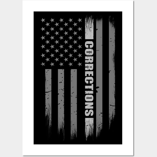 Thin Silver Line Flag Correctional Officer Wall Art by bluelinemotivation